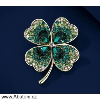 Gaira® Brož Zlatý Čtyřlístek 30001 zeleno zlatý - gold clover