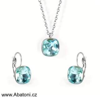 Steel Jewelry souprava - chirurgická ocel - dámská - tyrkysová - 220132 čtvereček 