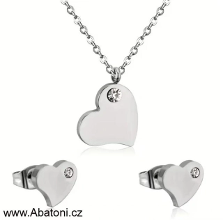 Steel Jewelry Souprava Náhrdelník Náušnice SRDCE Chirurgická ocel SET240229 vzor 01