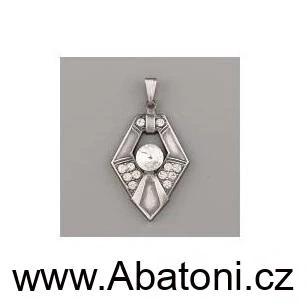 Swarovski Elements Secesní přívěsek starostříbro s bílými Rivoli krystaly 