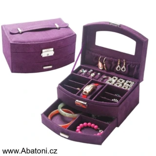 Gaira® Dvoupatrová sametová šperkovnice se šuplíčkem 9022-21 - fialová - purple